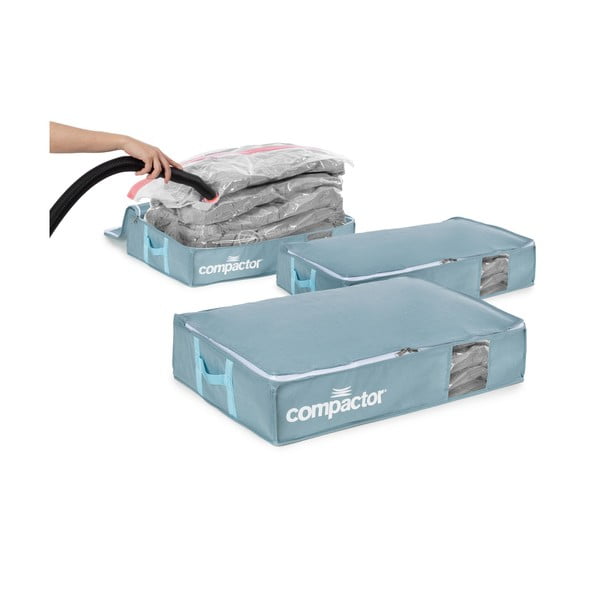 Vakuuma plastmasas uzglabāšanas kastes zem gultas (3 gab.) 65x45x15,5 cm Blue Edition – Compactor-image-4