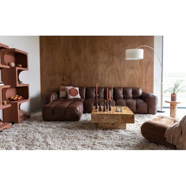 Brūns ādas modulārais dīvāns 364 cm Hackman – Dutchbone-image-1