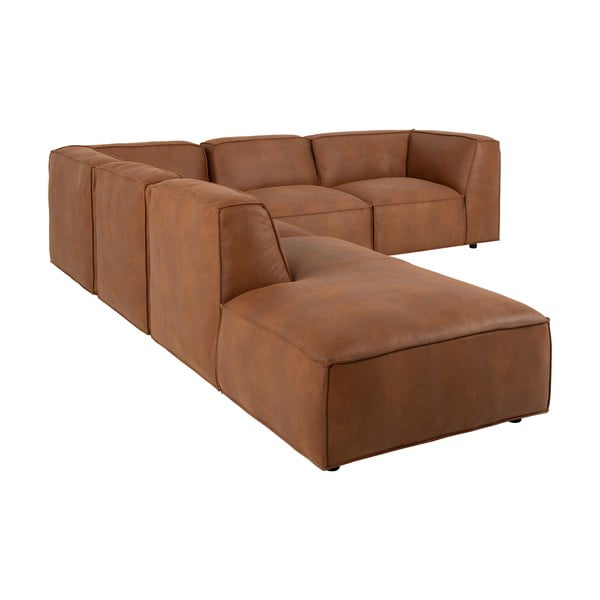 Konjakbrūns stūra dīvāns no ādas imitācijas (ar kreiso stūri) Fairfield Kentucky – Bonami Selection-image-4