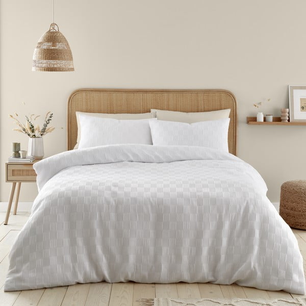 Balta divguļamā gultas veļa 200x200 cm Waffle Checkerboard – Catherine Lansfield