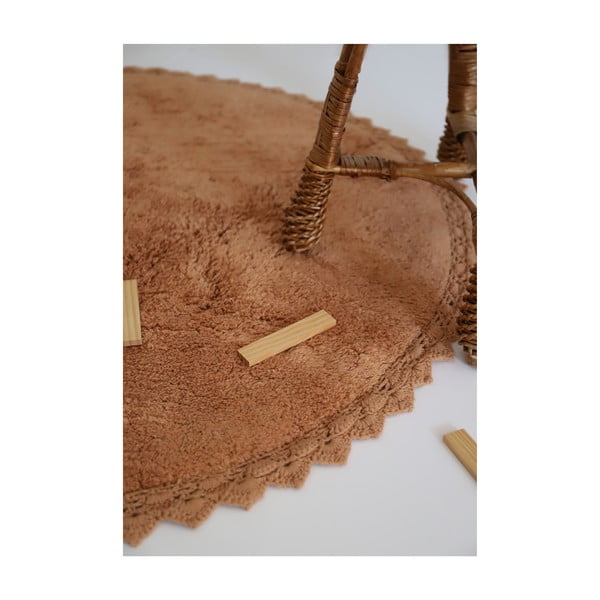 Ķieģeļu sarkans mazgājams/ar rokām darināts kokvilnas apaļš paklājs ø 110 cm Perla Toffee – Nattiot-image-2