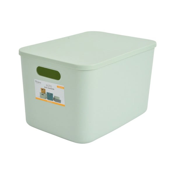 Gaiši zaļa plastmasas uzglabāšanas kaste ar vāku 35,5x25,5x23 cm – Homéa-image-4