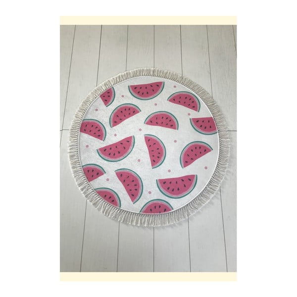 Tropica Arbūza balts un rozā vannas paklājs, ⌀ 100 cm