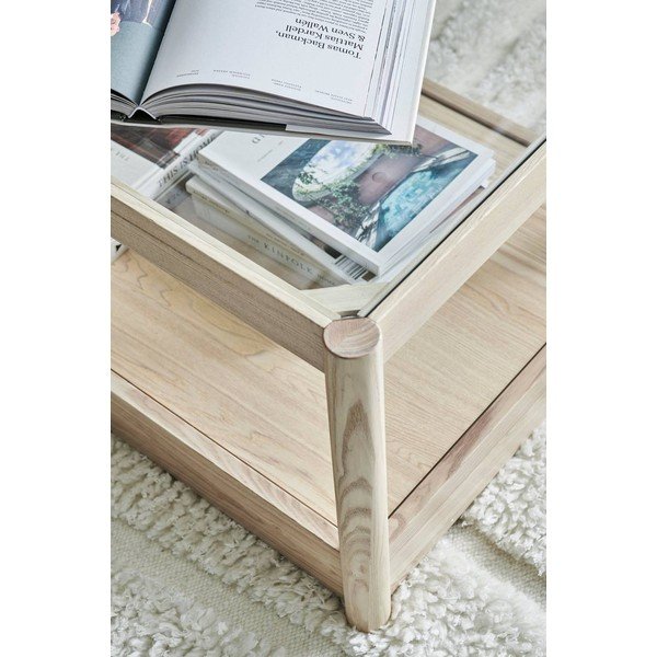Dabīga toņa žurnālgaldiņš ar stikla galda virsmu 60x120 cm Class – Ellos Home-image-2