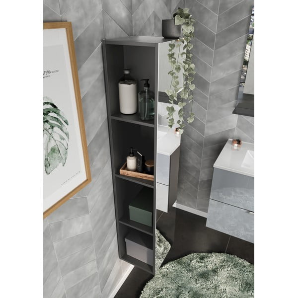 Antracīta pelēks vannas istabas skapis 31x144 cm Vasio – Germania-image-4