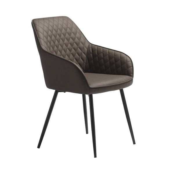 Brūns polsterēts ēdamistabas krēsls ar roku balstiem Milton – Unique Furniture