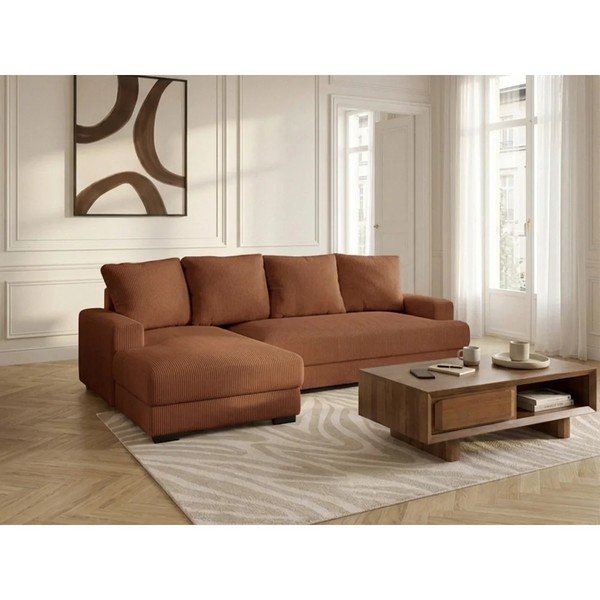 Oranžs velveta salokāms/ar uzglabāšanas vietu stūra dīvāns (ar kreiso stūri/ar zvilni) Campi – Bobochic Paris-image-3