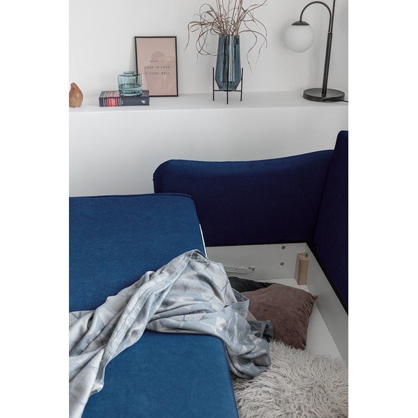 Tumši zils samta izlaižams dīvāns Miuform Tender Eddie-image-1