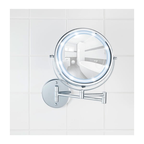 Kosmētikas spogulis ar gaismu/palielināmais (5x) ø 17,5 cm Power-Loc Lumi – Wenko-image-4