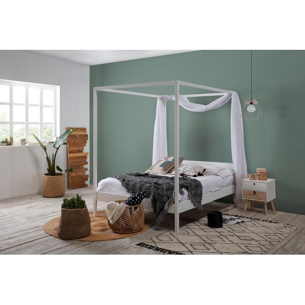 Balta divvietīga gulta ar režģi 140x190 cm Dossel – Marckeric-image-1