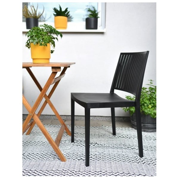 Melns plastmasas dārza krēsls Bars – Rojaplast-image-1