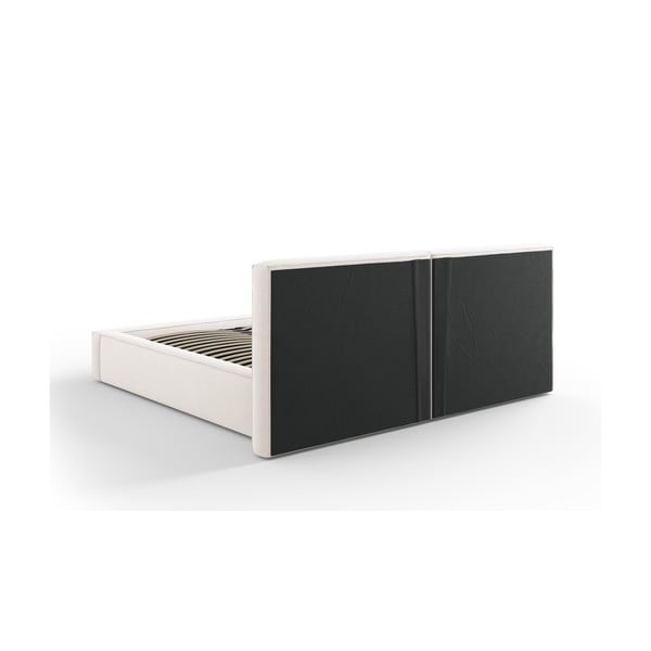 Bēša polsterēta divvietīga gulta ar veļas kasti un režģi 160x200 cm Arendal – Cosmopolitan Design-image-4