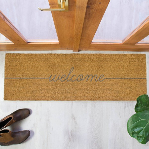 Pelēks dabīgs kokosšķiedras paklājs Artsy Doormats Welcome, 120 x 40 cm-image-1