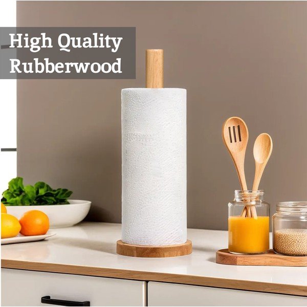 Dabīga toņa koka papīra dvieļu statīvs ø 12 cm Soka – Premier Housewares-image-4