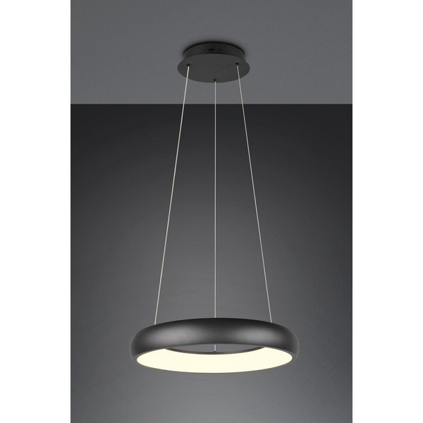 Matēti melna LED piekaramā lampa ar regulējamu spilgtumu un metāla abažūru ø 46 cm Cardona – Trio-image-1