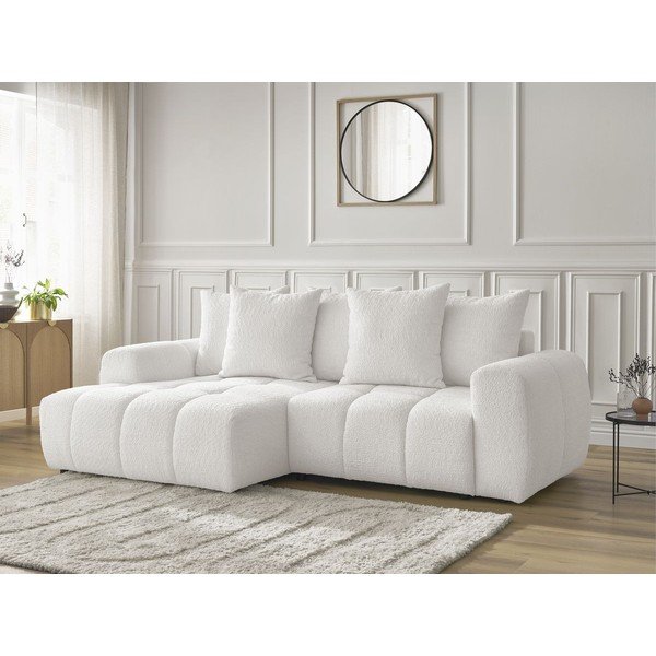 Balts salokāms stūra dīvāns no buklē auduma ar uzglabāšanas vietu (ar kreiso stūri/ar zvilni) Roxelane – Bobochic Paris-image-3