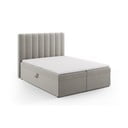 Pelēka atsperu gulta ar veļas kasti 160x200 cm Gina – Milo Casa
