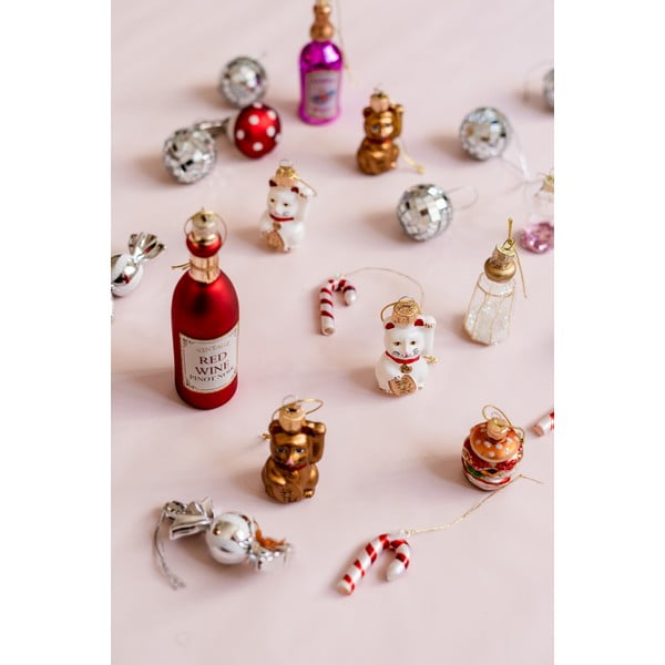 Stikla Ziemassvētku eglītes rotājumi (4 gab.) Fast Food – Sass & Belle-image-3