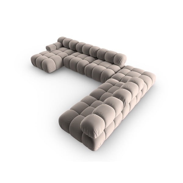 Gaiši brūns samta modulārais stūra dīvāns (ar labo stūri/U veida) Bellis – Micadoni -image-4