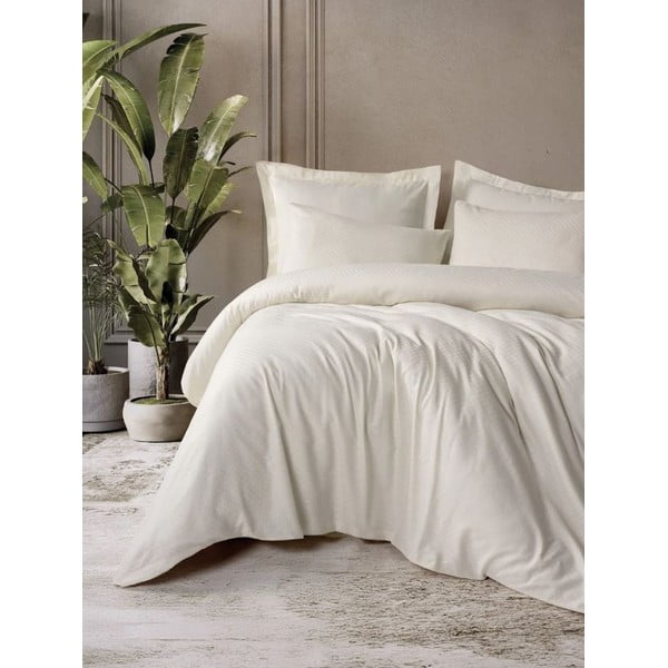 Bēša vienguļamā gultas veļa no ranforce kokvilnas 140x200 cm Checkered – Mila Home Luxury