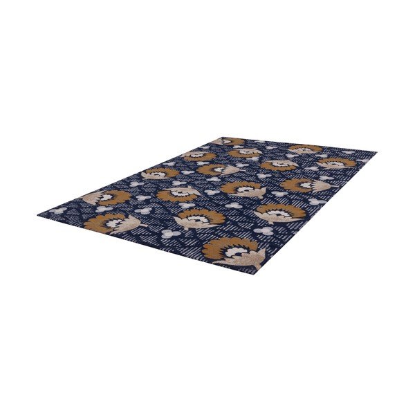 Tumši zils vilnas paklājs 133x190 cm Chintz – Agnella-image-3