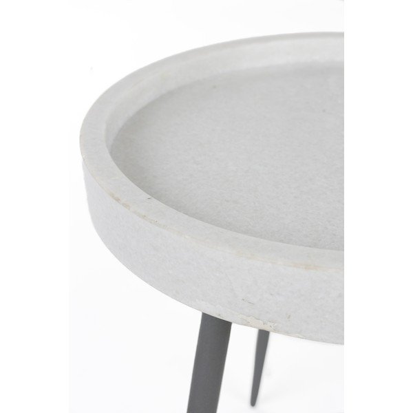 Apaļš sānu galdiņš ar marmora virsmu ø 33 cm Karrara – White Label-image-2