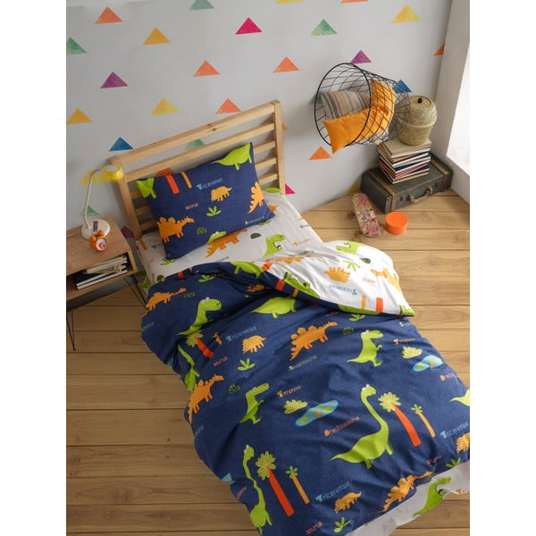 Zila vienguļamā bērnu gultas veļa 140x200 cm Dinolar – Mijolnir