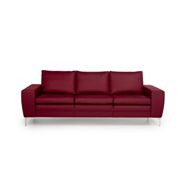 Sarkans ādas dīvāns Scandic Twigo, 227 cm