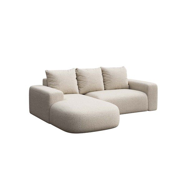 Krēmkrāsas stūra dīvāns no buklē auduma (kreisais stūris) Feiro – MESONICA-image-2