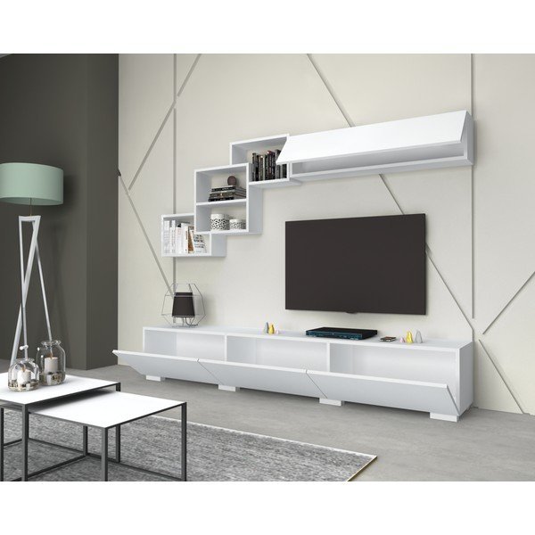 Balts TV galds 210x40 cm Fly – Gauge Concept-image-1