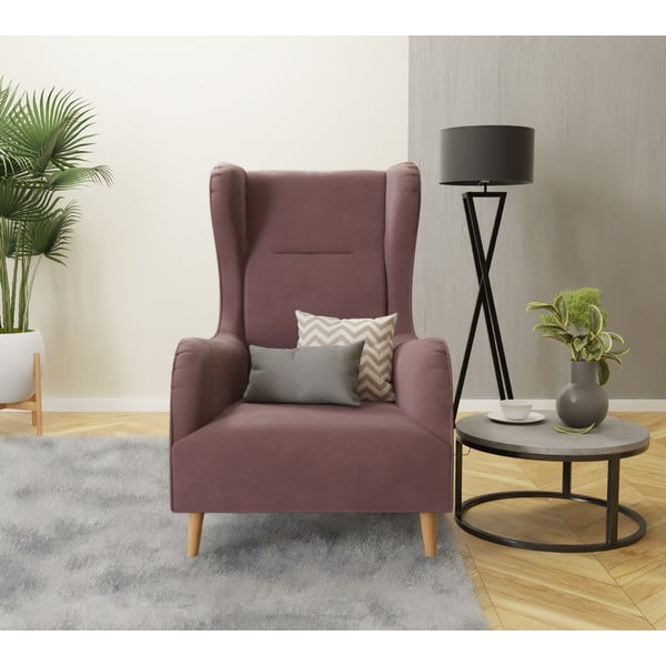 Rozā samta atpūtas krēsls ar atzveltni Carole – Ropez-image-3