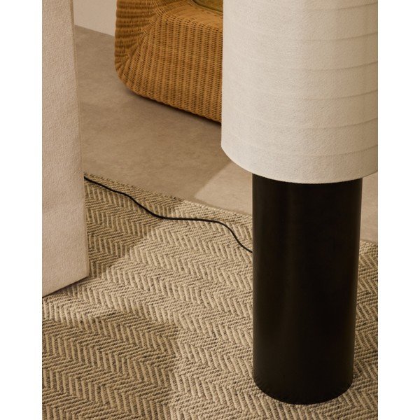 Balta/melna stāvlampa ar auduma abažūru (augstums 142 cm) Dulan – Kave Home-image-2