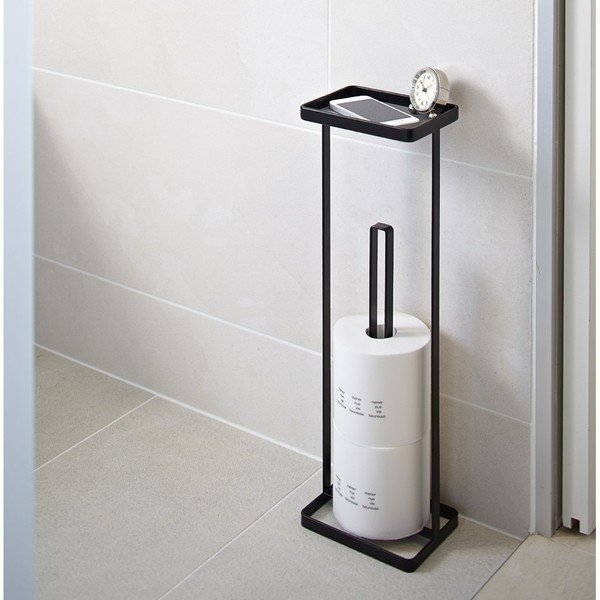 Melns tualetes papīra dozators ar plauktu YAMAZAKI Tower-image-1