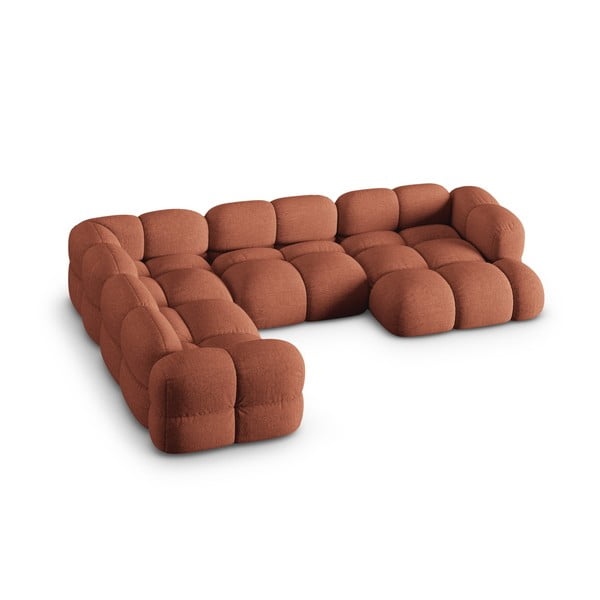 Ķieģeļu sarkans stūra dīvāns (ar kreiso stūri/U veida) Loretto – Cosmopolitan Design