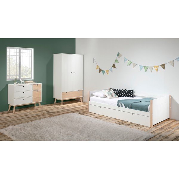 Balts bērnu skapis ar priedes koka kājām Marckeric Kiara-image-1