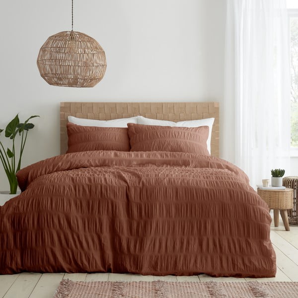 Oranža divguļamā gultas veļa 200x200 cm Seersucker – Catherine Lansfield
