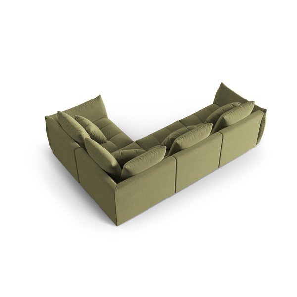 Gaiši zaļš samta stūra dīvāns (ar labo stūri/L veida) Bloom – Micadoni -image-3