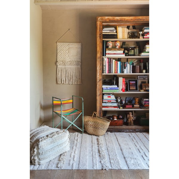 Gaiši pelēks/krēmkrāsas mazgājams/ar rokām darināts kokvilnas paklājs 140x200 cm Air Natural – Lorena Canals-image-4