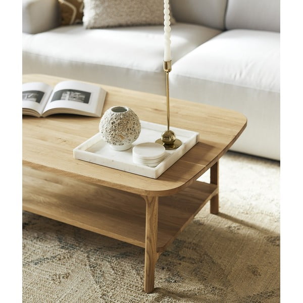 Dabīga toņa ozola masīvkoka žurnālgaldiņš 60x100 cm Twig – The Beds-image-1