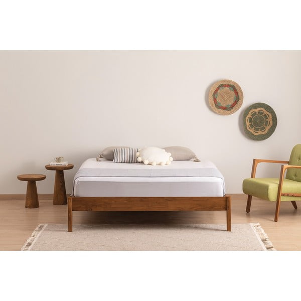 Dabīga toņa/tumši brūna egles masīvkoka divvietīga gulta ar redelēm 180x200 cm Galaksi – Kalune Design-image-2