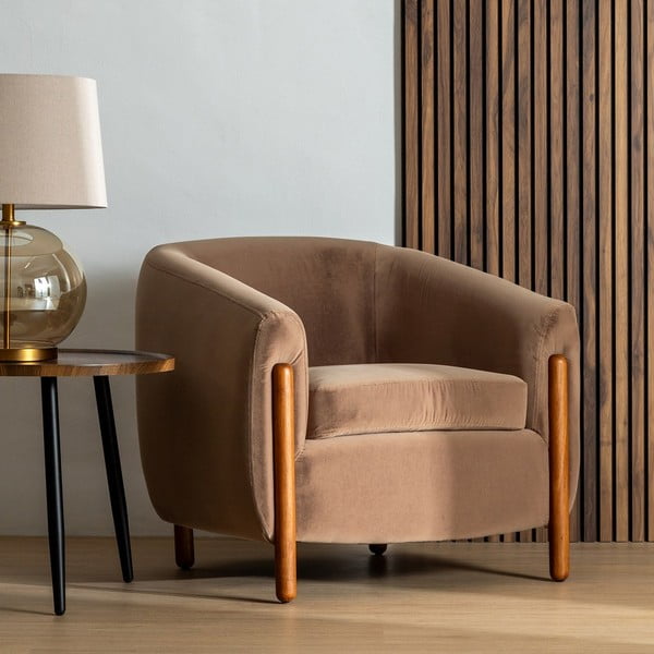 Gaiši brūns atpūtas krēsls – Ixia-image-1