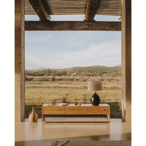 Melnbalta galda lampa ar auduma abažūru (augstums 72 cm) Foixa – Kave Home-image-2