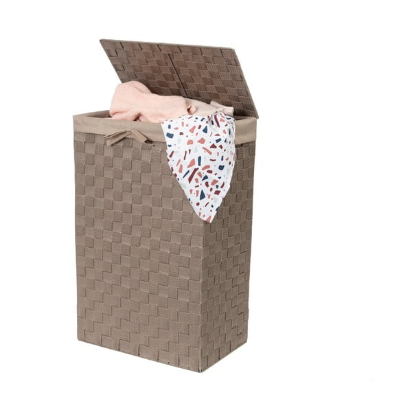 Brūns veļas grozs ar vāku Compactor Laundry Basket Linen, augstums 60 cm-image-2