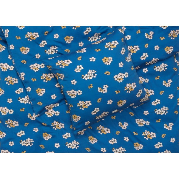 Zila divvietīga/īpaši gara gultas veļa no kokvilnas satīna 200x220 cm Grand Pleasantly – JUNA-image-1