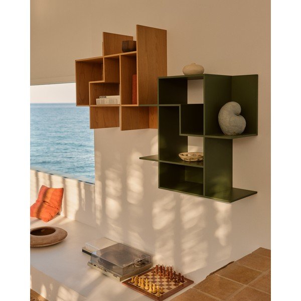 Zaļa modulārā plauktu sistēma 80x80x25 cm Ina – Kave Home-image-1