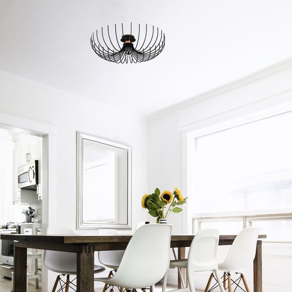 Melna griestu lampa ar metāla abažūru ø 56 cm Aspendos – Opviq lights-image-3