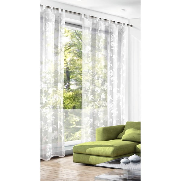 Balts dienas aizkars no voiles 135x245 cm Flowers – Sehlbach-image-1