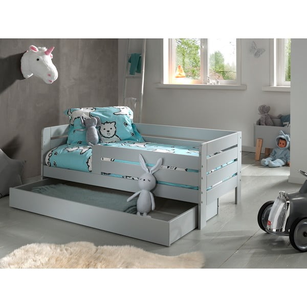 Pelēka bērnu gulta Vipack Kid, 70 x 140 cm-image-3