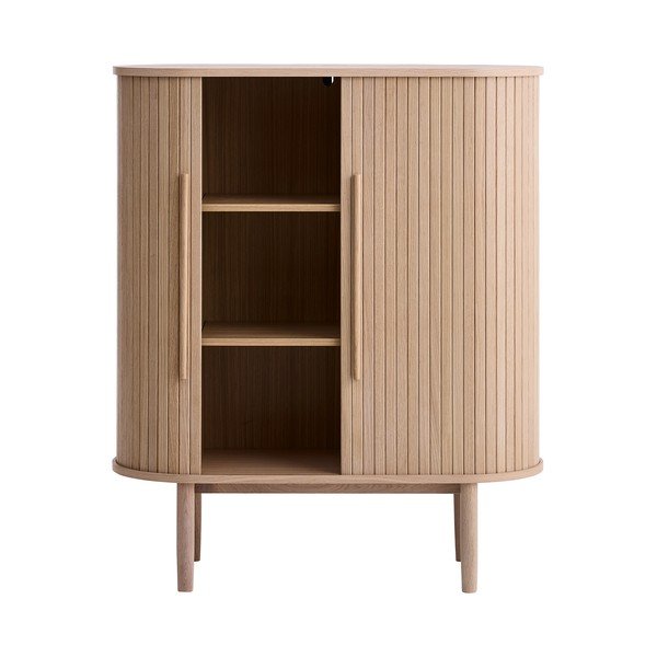 Gaiša dabīga toņa skapītis ar ozolkoka imitāciju ar bīdāmām durvīm 100x118x40 cm Meta – Unique Furniture-image-4