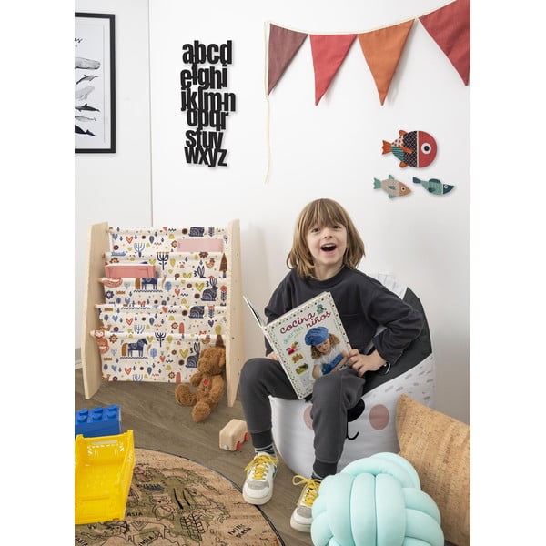 Bēšs auduma bērnu grāmatu plaukts 60x70 cm Nordic – Folkifreckles-image-1